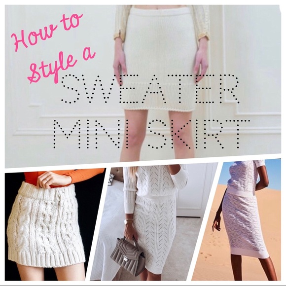 VS MODA International Knit Embellished Sweater Mini Skirt Ivory Size Small - Picture 1 of 9